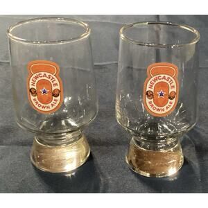 Set of 2 NEWCASTLE Brown Ale Beer Glasses England